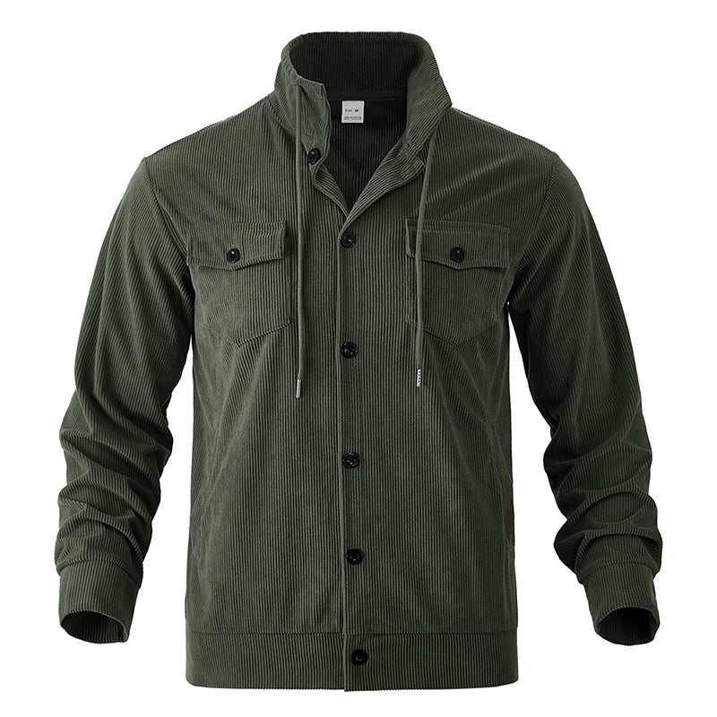 Herren cordjacke mit hochgeschlossenem Kragen und praktischen Pattentaschen Echoarchiv