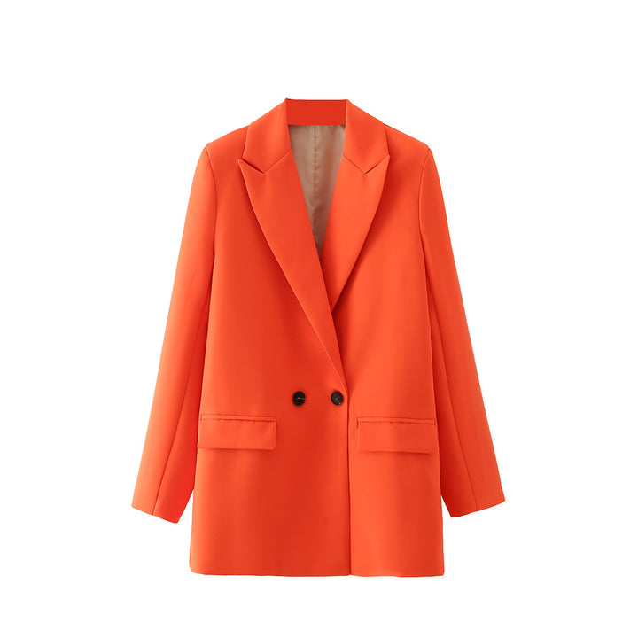 Damen Oversize Doppelreihiger Blazer mit fallendem Revers und weicher Innenfütterung – Valéne