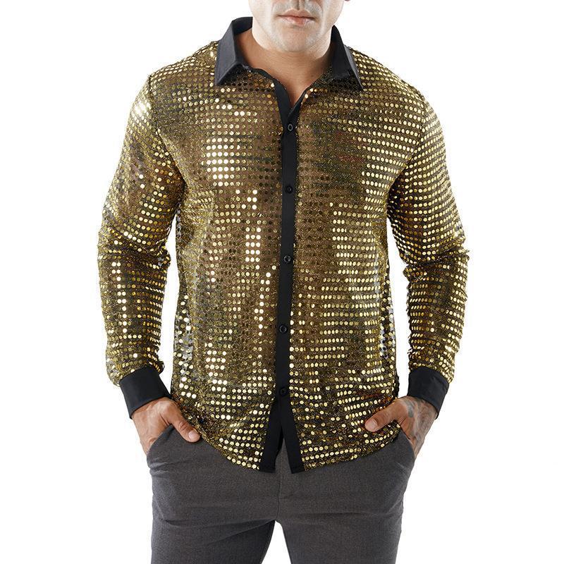 Herren Glänzendes Partshirt mit Strassmotiven Echoarchiv