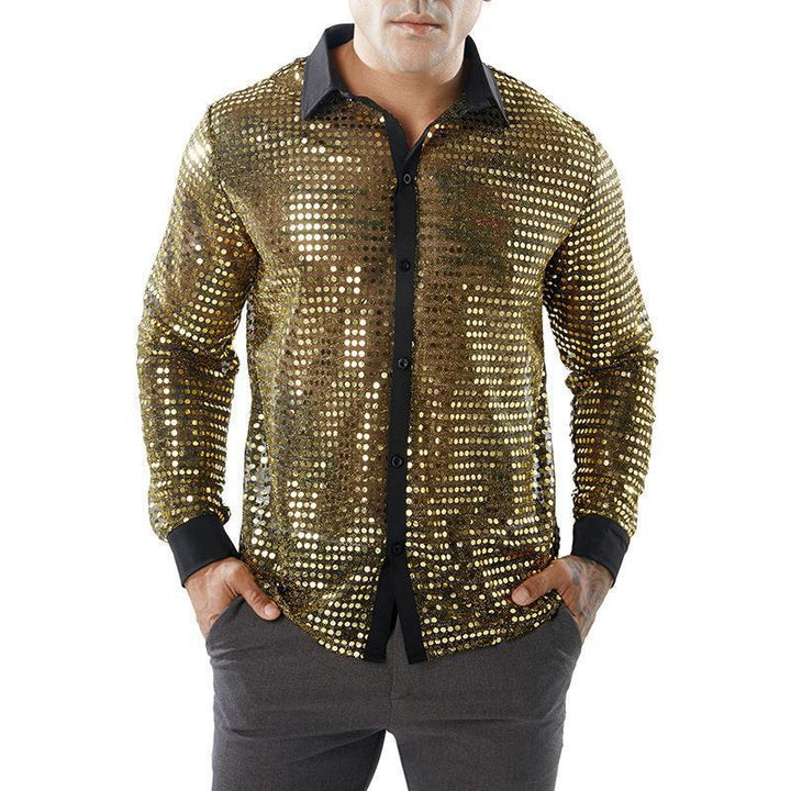 Herren Glänzendes Partshirt mit Strassmotiven Echoarchiv