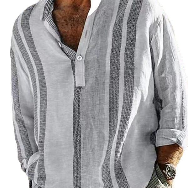 Herren Langarmshirt mit strukturiertem Gewebemuster und lockerer Passform Echoarchiv