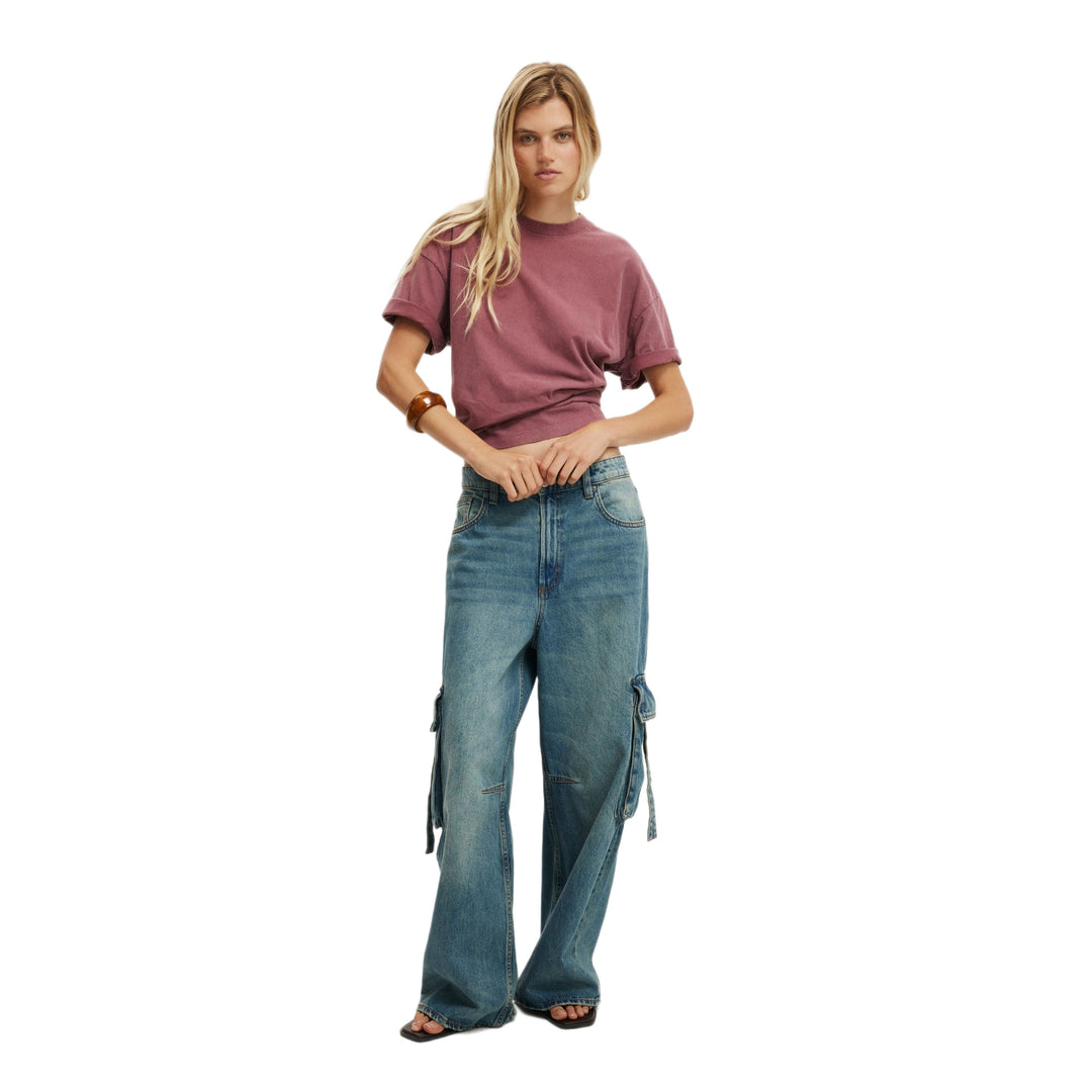 Damen lässige Cargo-Jeans im weiten Schnitt mit praktischen Taschen Echo Archiv