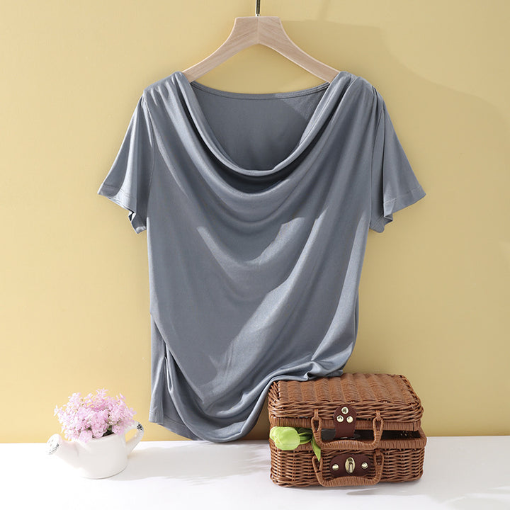 Damen Oversize-Drapé-Shirt mit Wasserfallkragen & leichtem Jerseyfall Echo Archiv