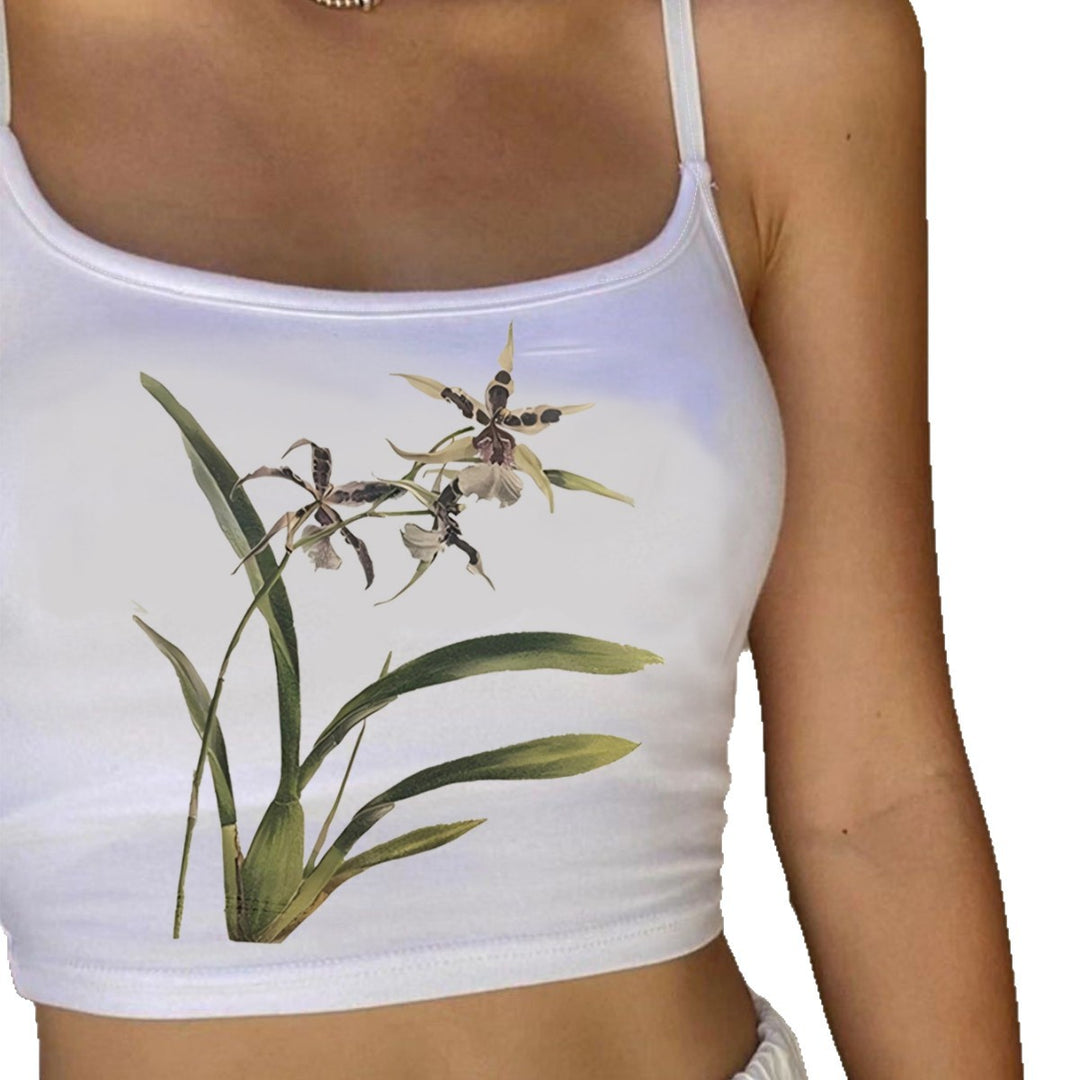 Damen Crop-Top mit floralem Design und schmalen Trägern Echo Archiv