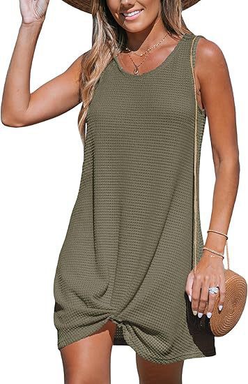 Damen lässiges Sommerkleid aus strukturierter Baumwolle mit verspieltem Knoten Echo Archiv