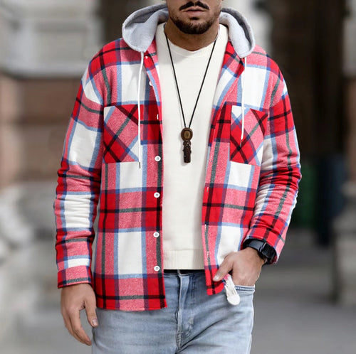 Herren Freizeitjacke mit Kapuze und Karomuster Echoarchiv