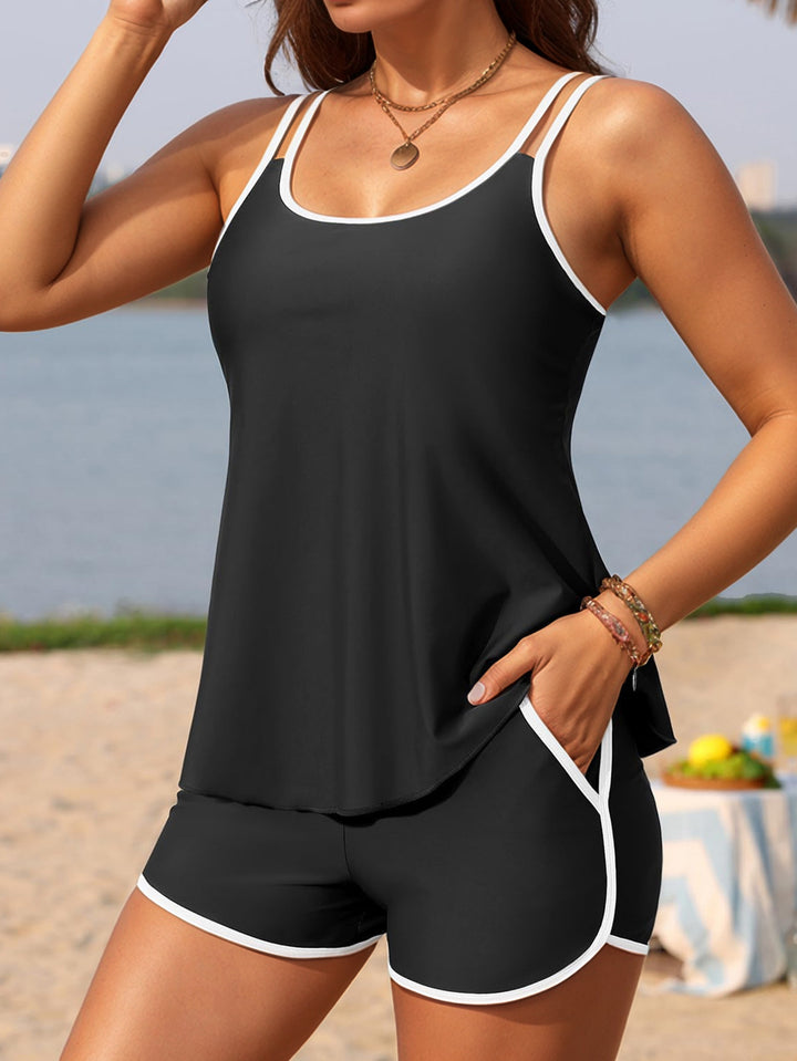 Damen Sportliches Tankini-Set mit weichen Trägern und modischen Shorts Echo Archiv