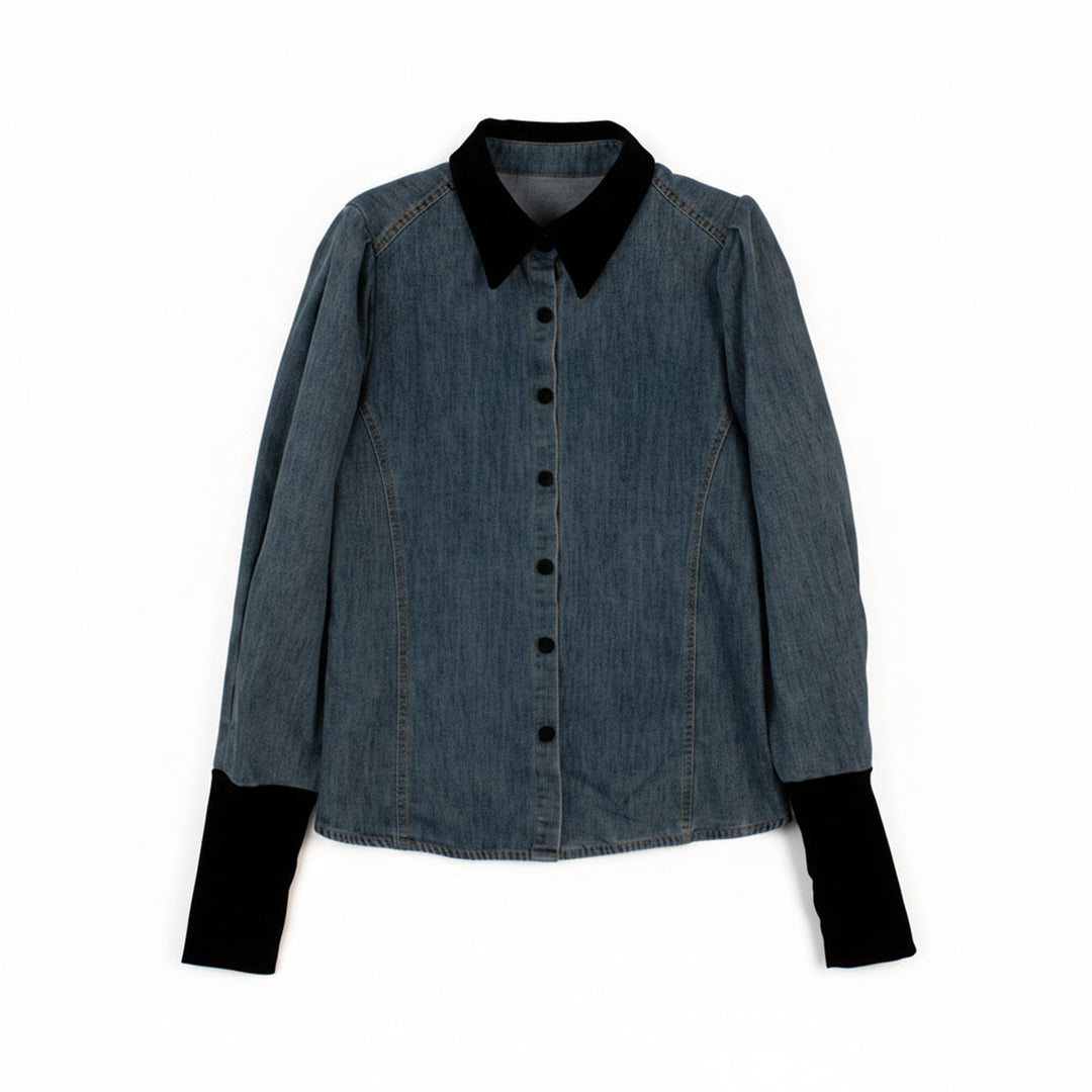 Damen Denimbluse mit Elegantem Kragen Echo Archiv