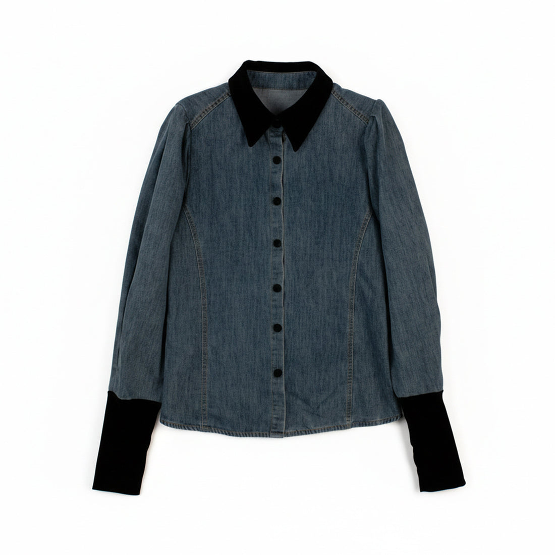 Damen Denimbluse mit Elegantem Kragen – Élovi