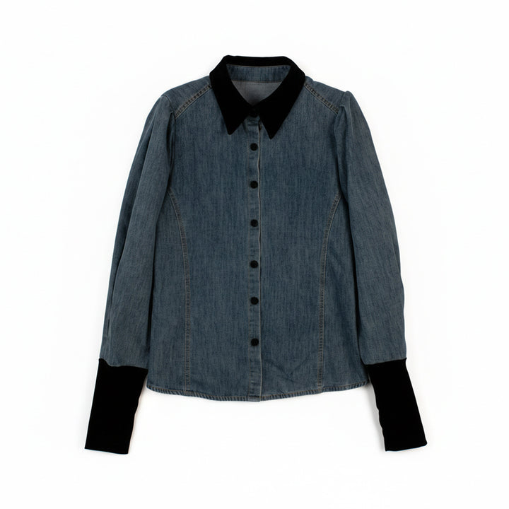 Damen Denimbluse mit Elegantem Kragen Echo Archiv
