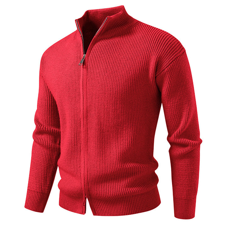 Herren Strickjacke mit hohem Kragen und innovativem Reißverschluss Echoarchiv