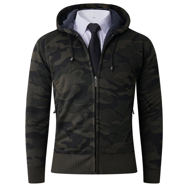 Herren modischer Hoodie mit gefütterter Kapuze und kräftigem Camouflage-Muster Echoarchiv