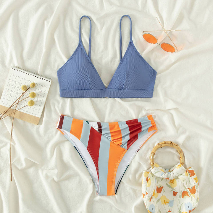 Damen Zweiteiliges Bikini-Set mit modernem Mix aus geometrischen Mustern und verstellbaren Trägern Echo Archiv