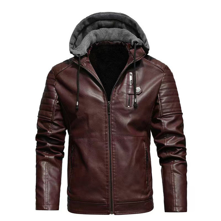 Herren Kunstlederjacke mit abnehmbarem Kapuzenfutter Echoarchiv