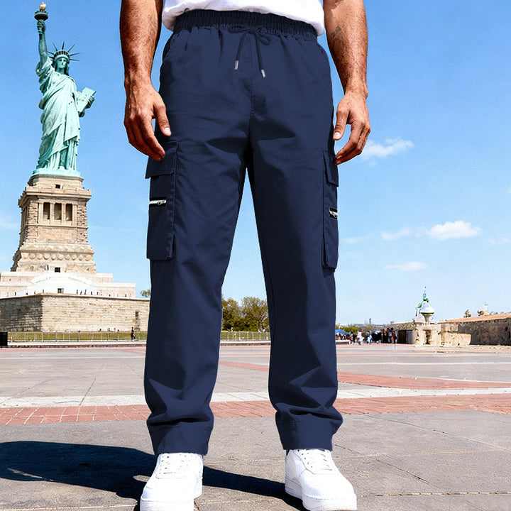 Herren Cargo-Freizeithose mit elastischem Bund, Tunnelzug & Zip-Taschen – Bravaro