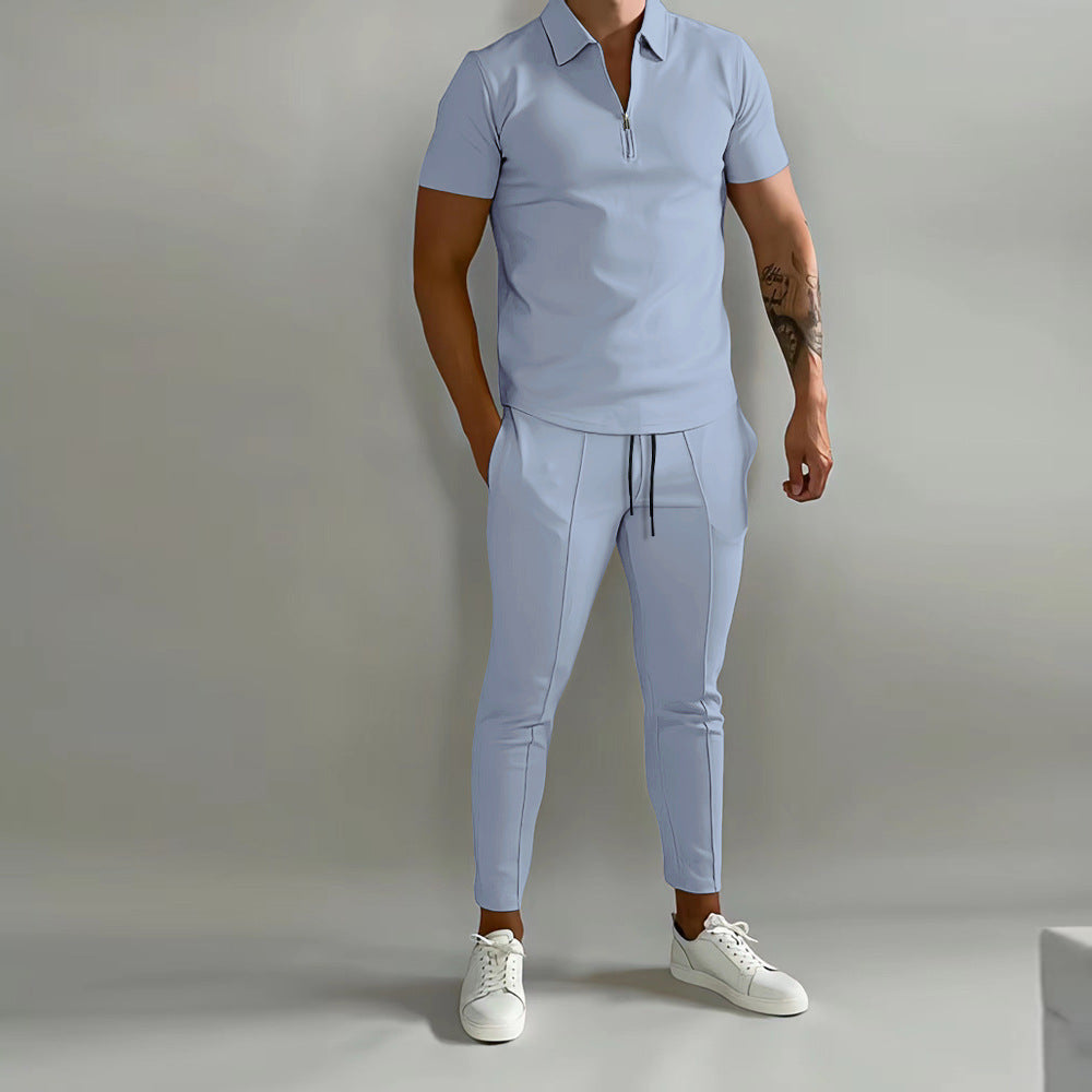 Herren hochwertiges Freizeit-Set mit kurzem Reißverschluss und stylischen Akzenten Echoarchiv
