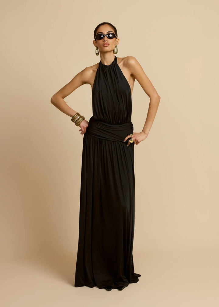 Damen Elegantes Maxikleid mit Hochgängigem Halterneck Echo Archiv
