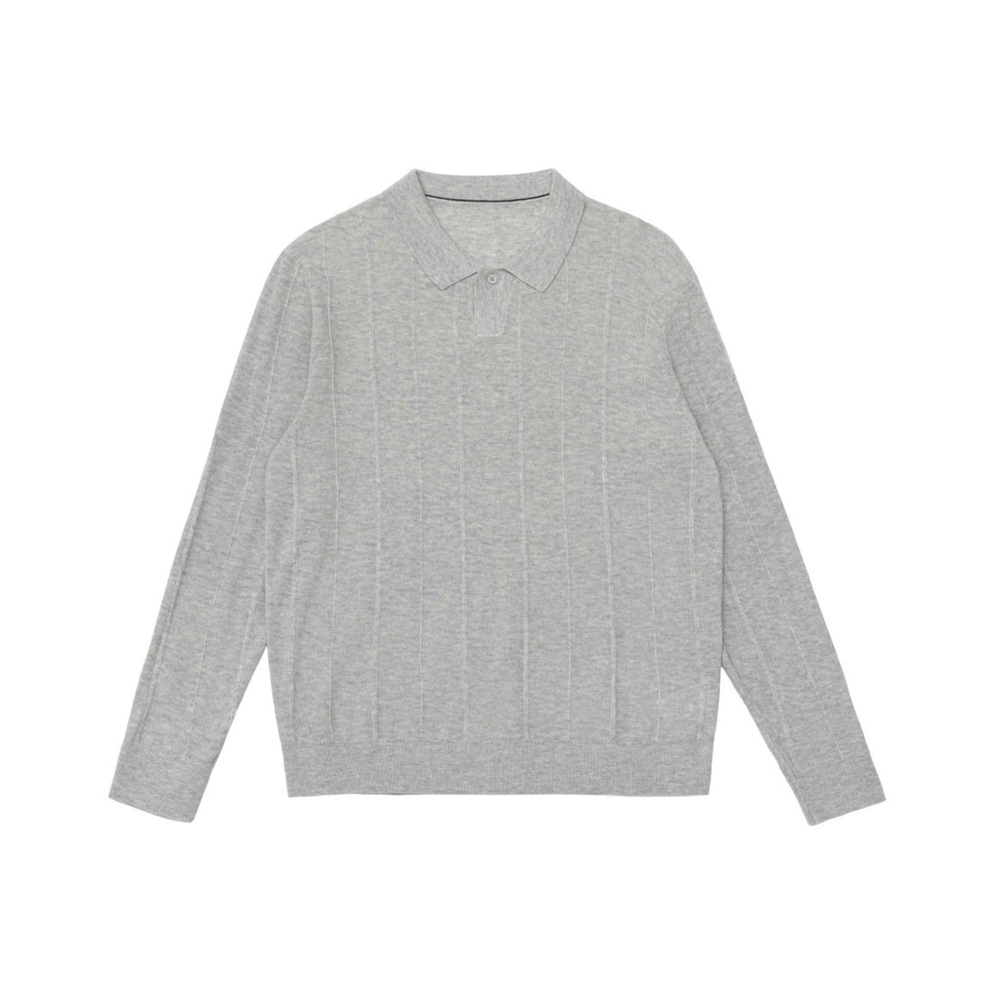 Unisex Feinstrukturierter Polo-Pullover mit vertikaler Rippenstruktur und geripptem Saum Echoarchiv