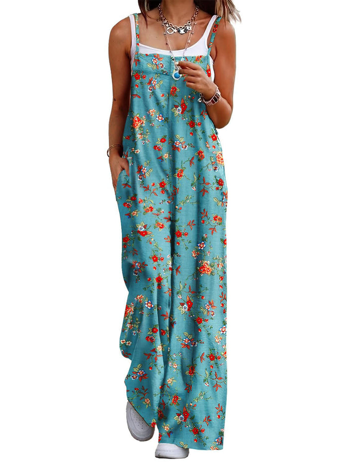 Damen Lässiger Jumpsuit mit floralen Mustern und praktischen Taschen Echo Archiv