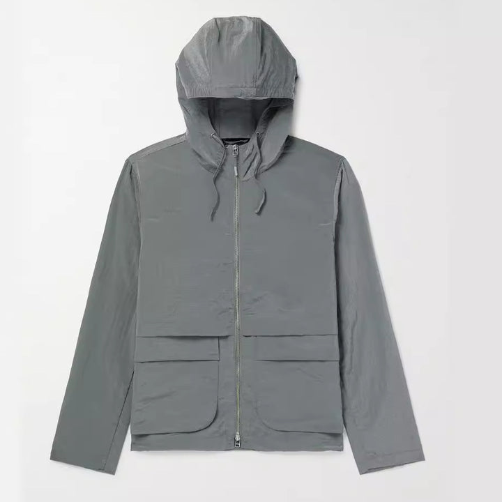 Herren leichte Outdoor-Jacke mit verstellbarem Kapuzenkragen und großen Taschen Echoarchiv