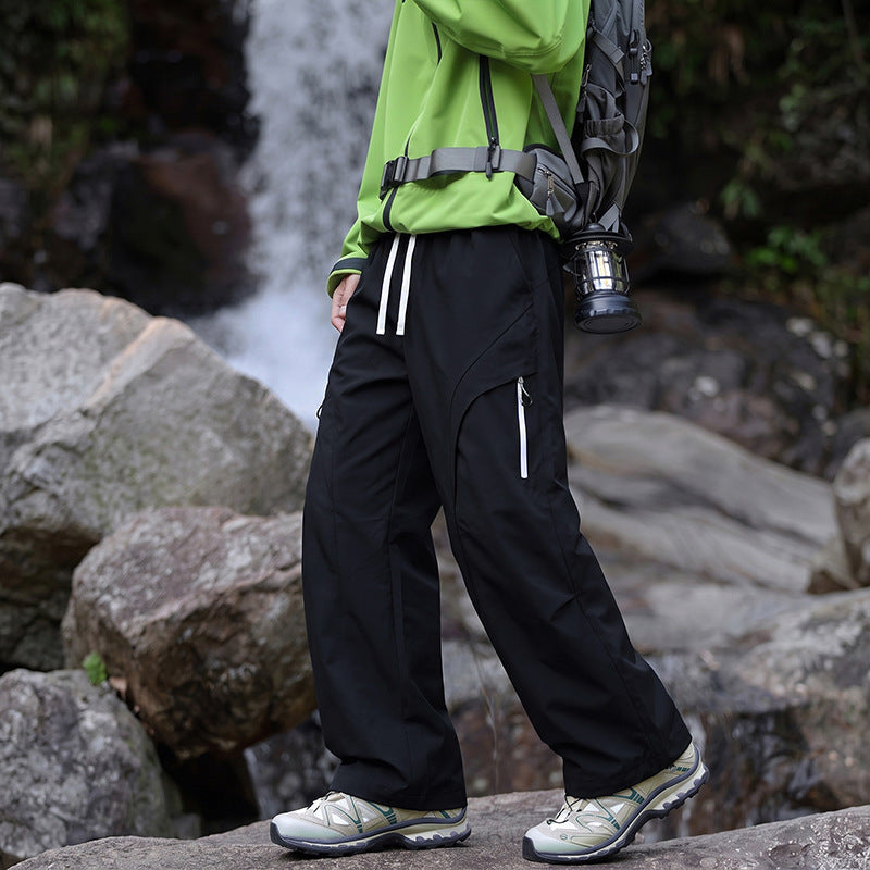 Unisex Wasserabweisende technische Cargo-Hose mit weitem Bein, Reißverschlusstaschen und Kordelzug Echo Archiv