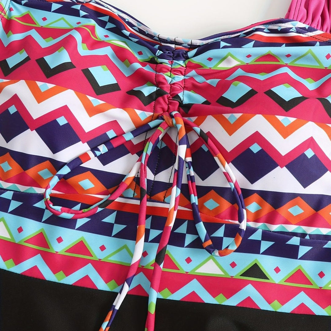 Damen Sportliches Badeanzug-Set mit modischem Oberteil und Shorts Echo Archiv