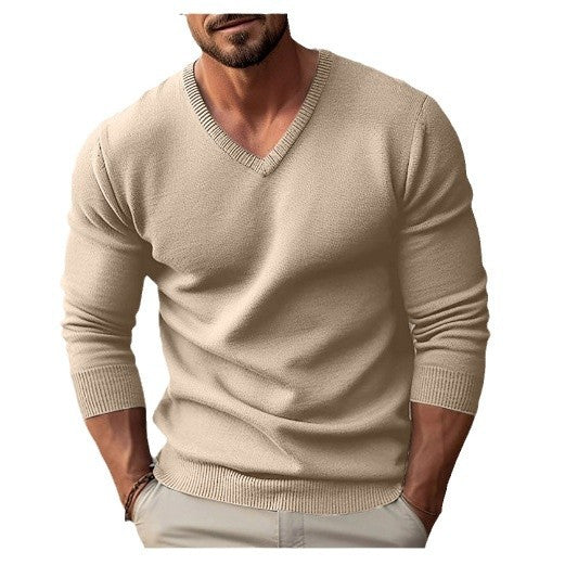 Herren Strickpullover mit V-Ausschnitt und hochwertiger Materialtextur Echoarchiv