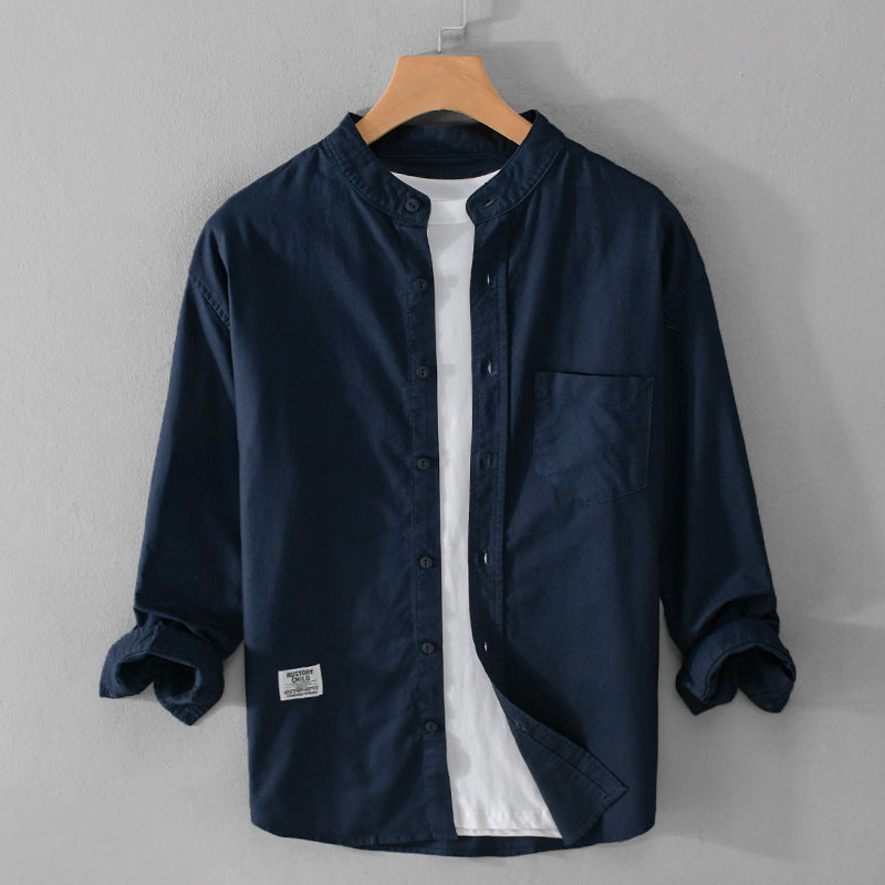 Herren Stehkragen-Overshirt aus Baumwollmix mit Brusttasche und entspannter Passform Echoarchiv