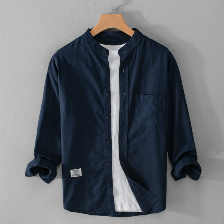 Herren Stehkragen-Overshirt aus Baumwollmix mit Brusttasche und entspannter Passform Echoarchiv