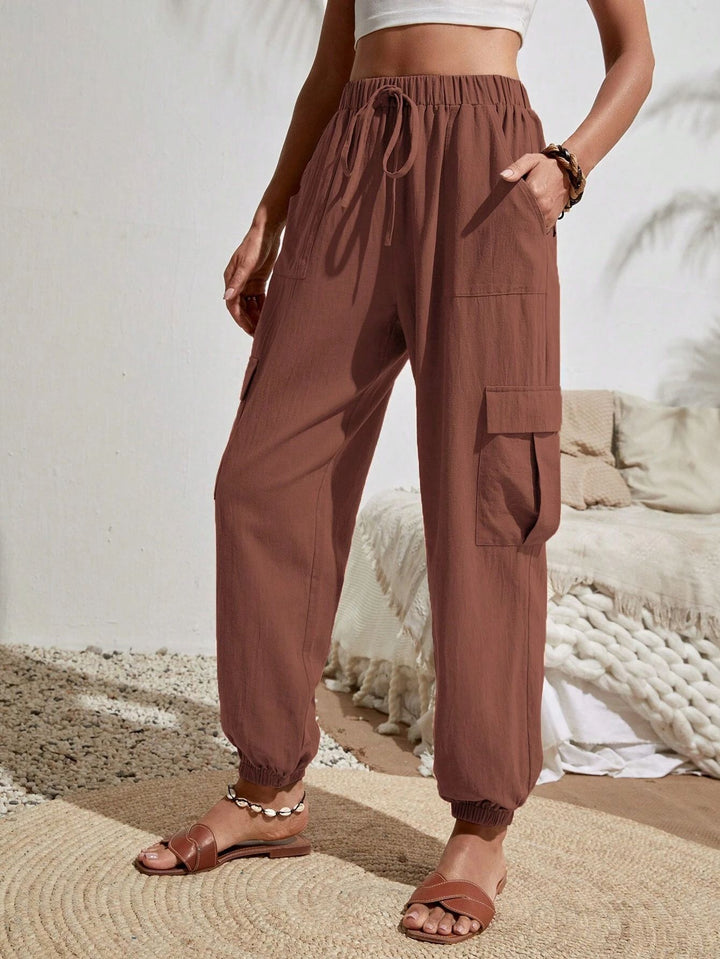 Damen Cargo-Jogginghose mit elastischem Bund, Kordelzug und aufgesetzten Taschen Echo Archiv