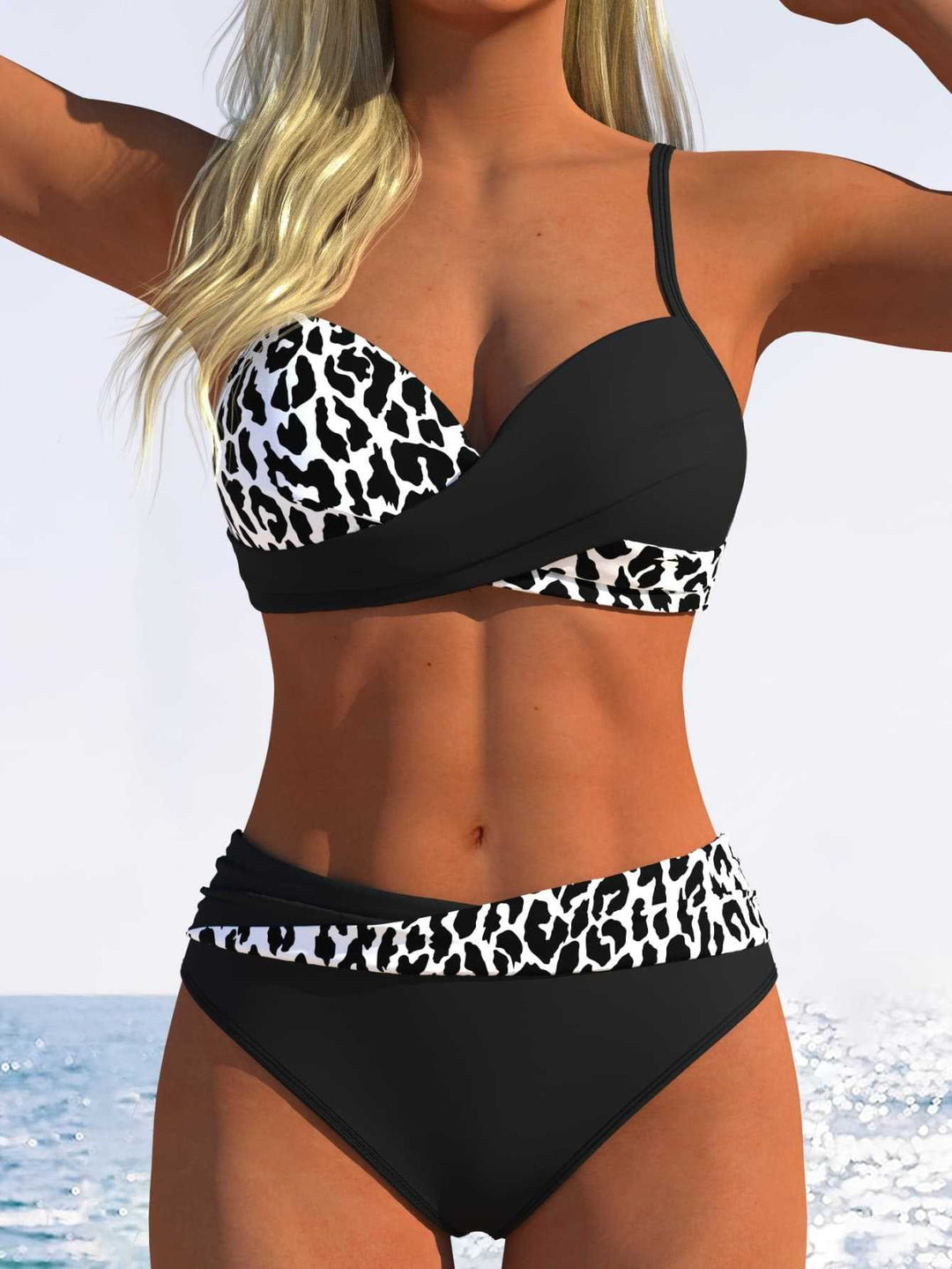 Damen Bikini-Set mit raffiniertem Wickel-Oberteil und hoher Taille Echo Archiv