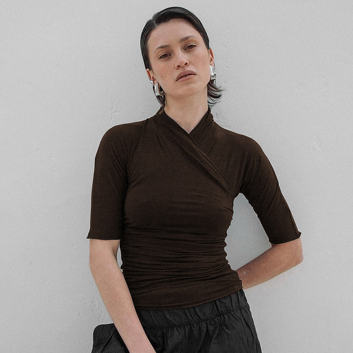 Damen elegantes Wickeloberteil mit modischem Raffungseffekt Echo Archiv