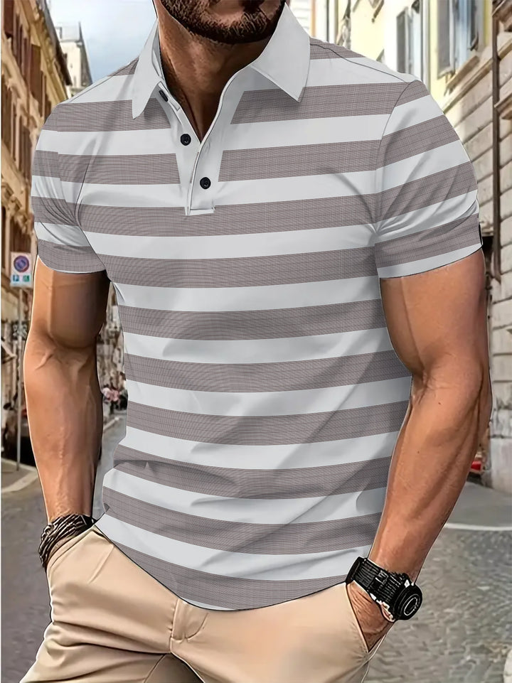 Herren Kurzarm Poloshirt mit gestreiftem Design und atmungsaktivem Stoff Echoarchiv