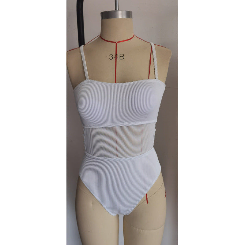 Damen Einteiler Badeanzug mit elegantem Rippendesign und figurschmeichelnder Silhouette Echo Archiv