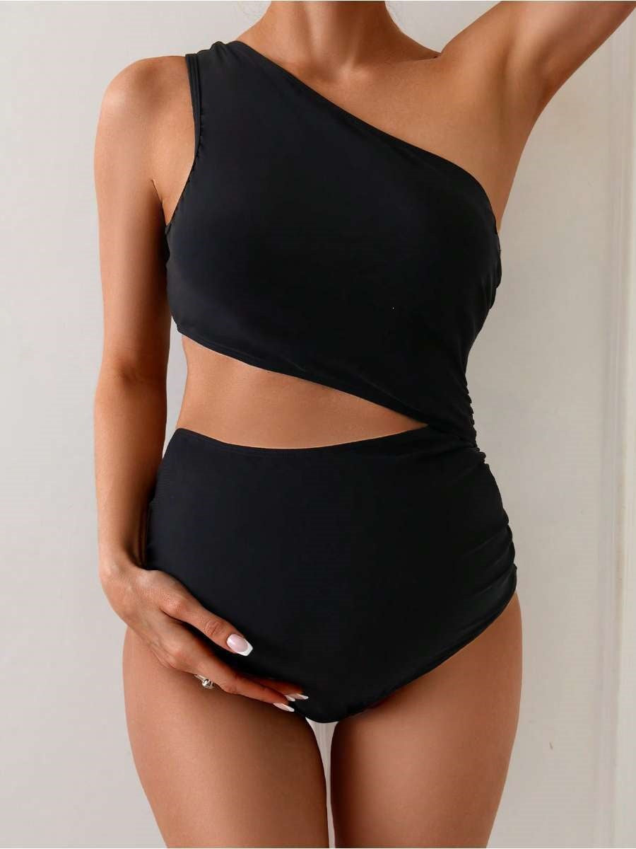 Damen Einseitiger Badeanzug mit kreativen Cut-Outs Echo Archiv