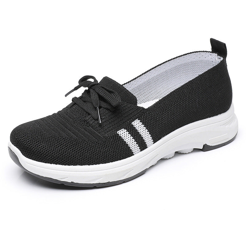 Damen Schlupf-Strick-Sneaker mit dekorativer Schleife und gedämpfter Plateausohle – Névara