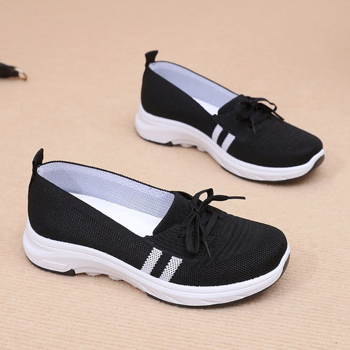 Damen Schlupf-Strick-Sneaker mit dekorativer Schleife und gedämpfter Plateausohle – Névara