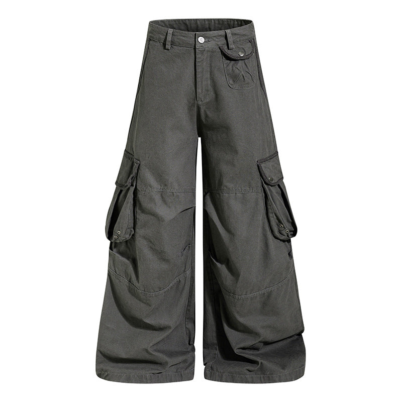 Damen weite Cargo‑Culottehose mit hoher Taille und Multifunktions‑Taschen Echoarchiv