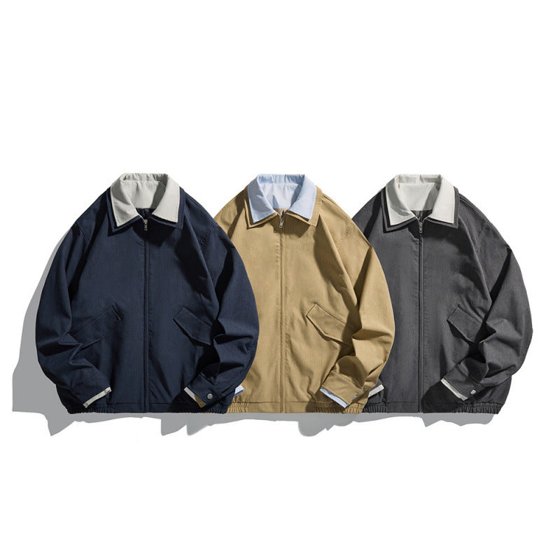 Herren Kurz geschnittene Canvas-Blousonjacke im Workwear‑Look mit kontrastierendem Hemdkragen Echo Archiv