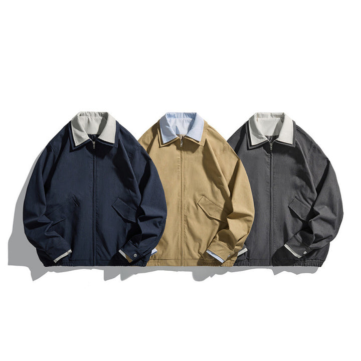 Herren Kurz geschnittene Canvas-Blousonjacke im Workwear‑Look mit kontrastierendem Hemdkragen Echo Archiv