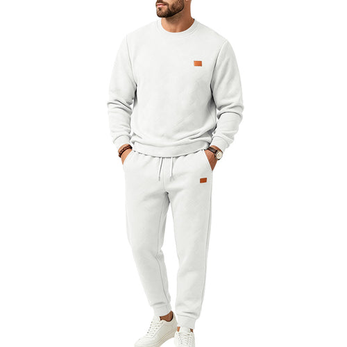 Herren Gemustertes Komfort-Sweatset mit Rundhals-Sweatshirt und Kordel-Jogginghose Echoarchiv