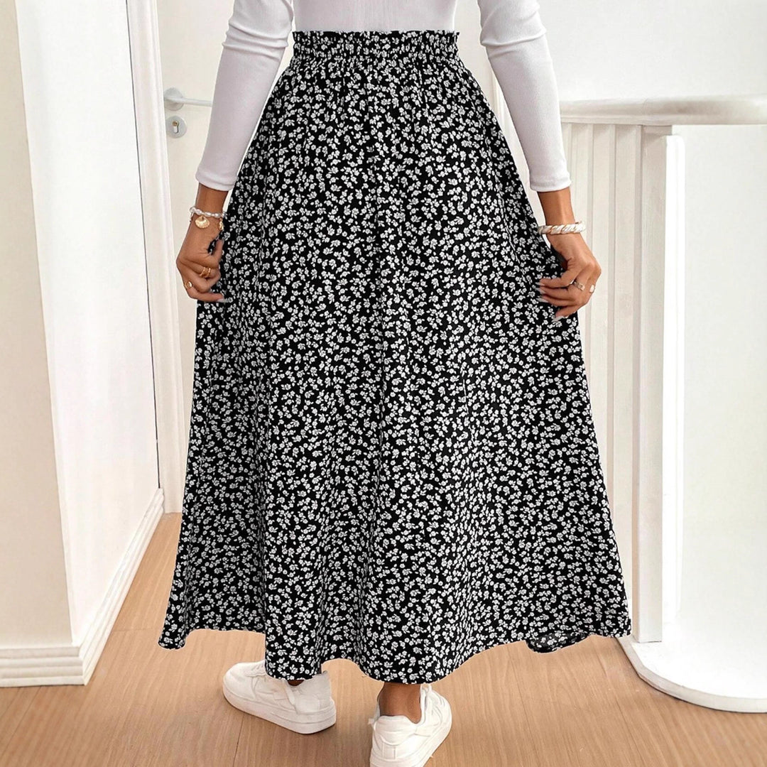 Damen Maxirock mit floralem Muster und seitlichem Schlitz Echo Archiv