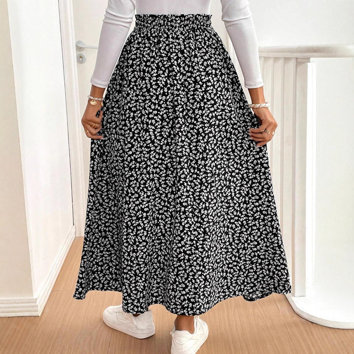 Damen Maxirock mit floralem Muster und seitlichem Schlitz Echo Archiv