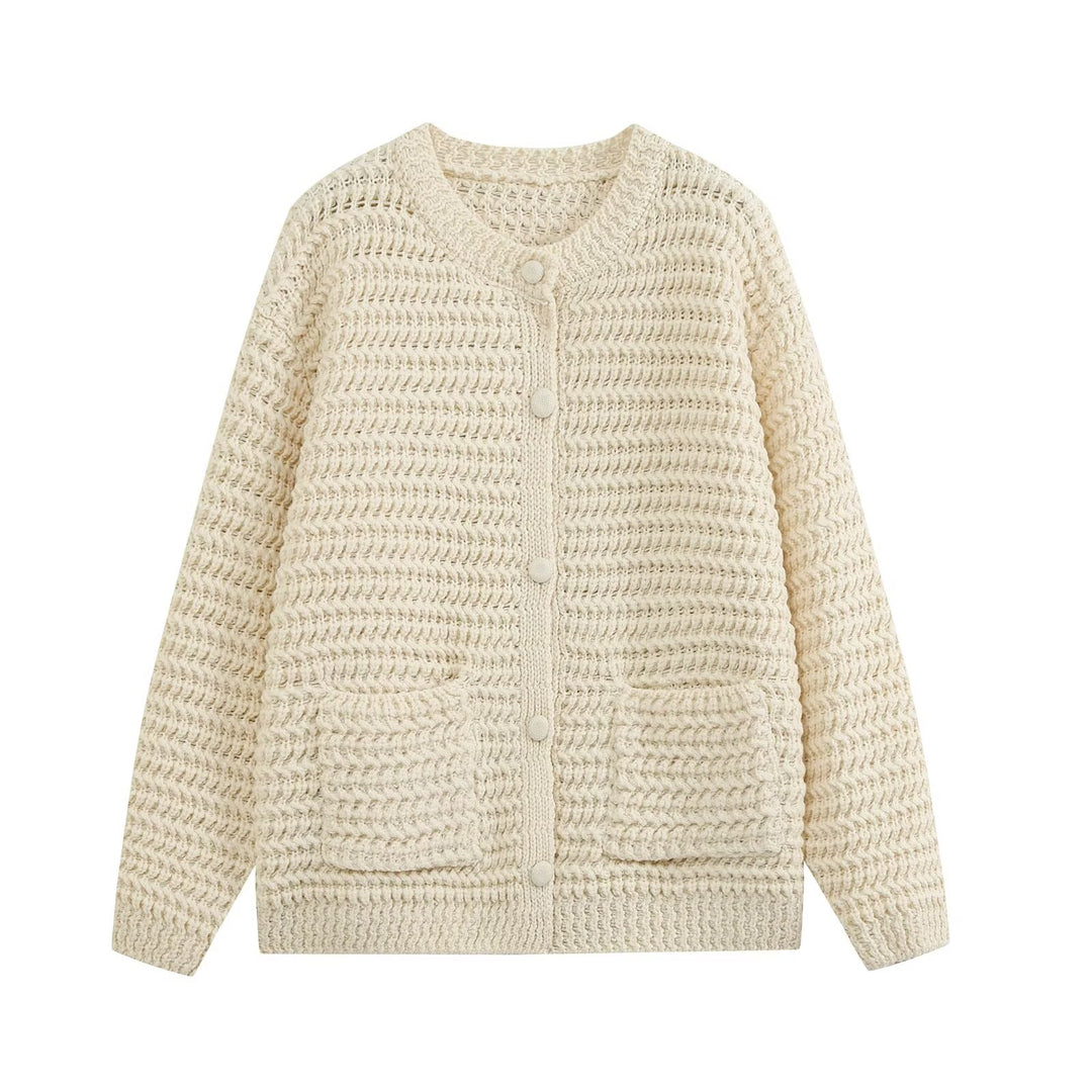 Damen Grobgestrickte Oversize-Cardigan mit Knopfleiste und aufgesetzten Taschen Echo Archiv