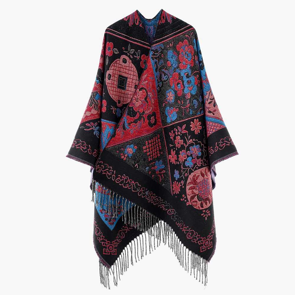 Damen Jacquard‑Überwurf im Wandteppich‑Jacquard mit Fransensaum – Avérine