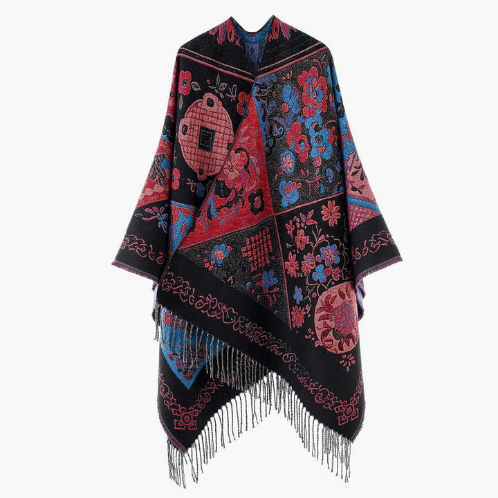 Damen Jacquard‑Überwurf im Wandteppich‑Jacquard mit Fransensaum – Avérine