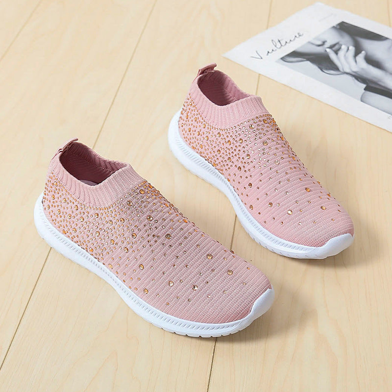 Damen Elastischer Slip-On Strick-Sneaker mit Strassbesatz Echo Archiv