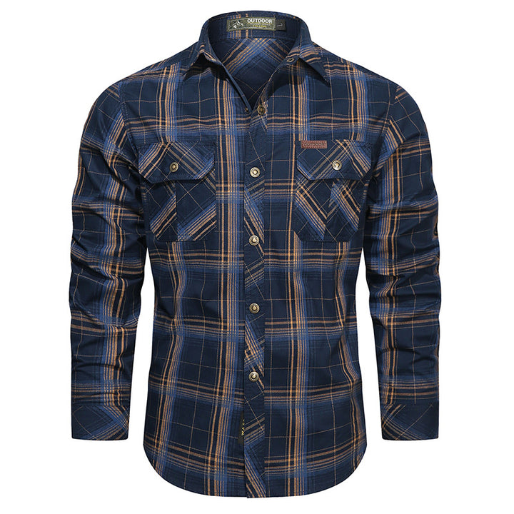 Herren nan kariertes Flanell-Outdoorhemd mit verstärkten Klappbrusttaschen und ergonomischem Rückendetail Echo Archiv