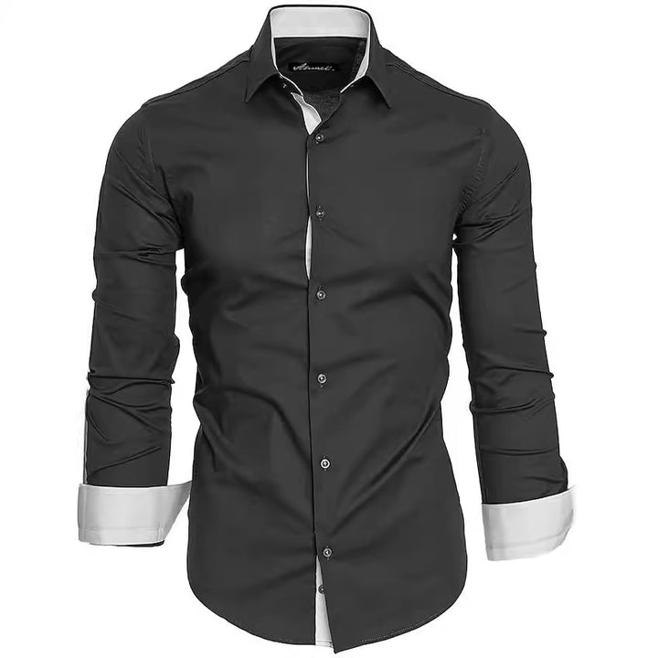 Herren elegantes Langarmhemd mit kontrastierenden Akzenten Echoarchiv