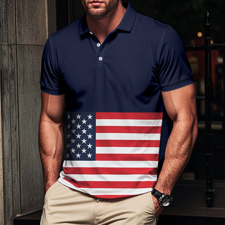 Herren Poloshirt mit Flaggenmuster Echoarchiv